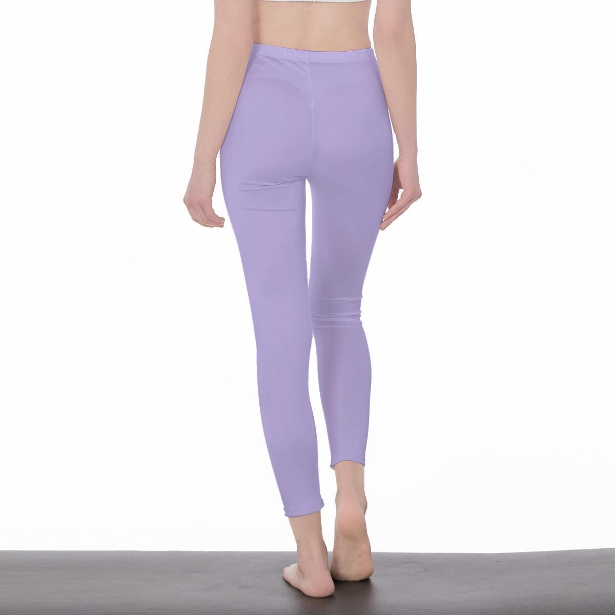 Lavender Stylish Floral Decal Casual Solid Leggings for Women - Versatile Cut & Sew Exercise, Skinny Fit, Sporty, Yoga Pants - Comfy Everyday Wear - Printspirationz