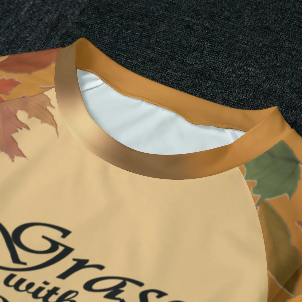 Beige Pajama Set: Autumn Leaves  Christian Thanksgiving Sleepwear - Women's Matching Top and Pants long sleeves loungewear, bible verse - Printspirationz
