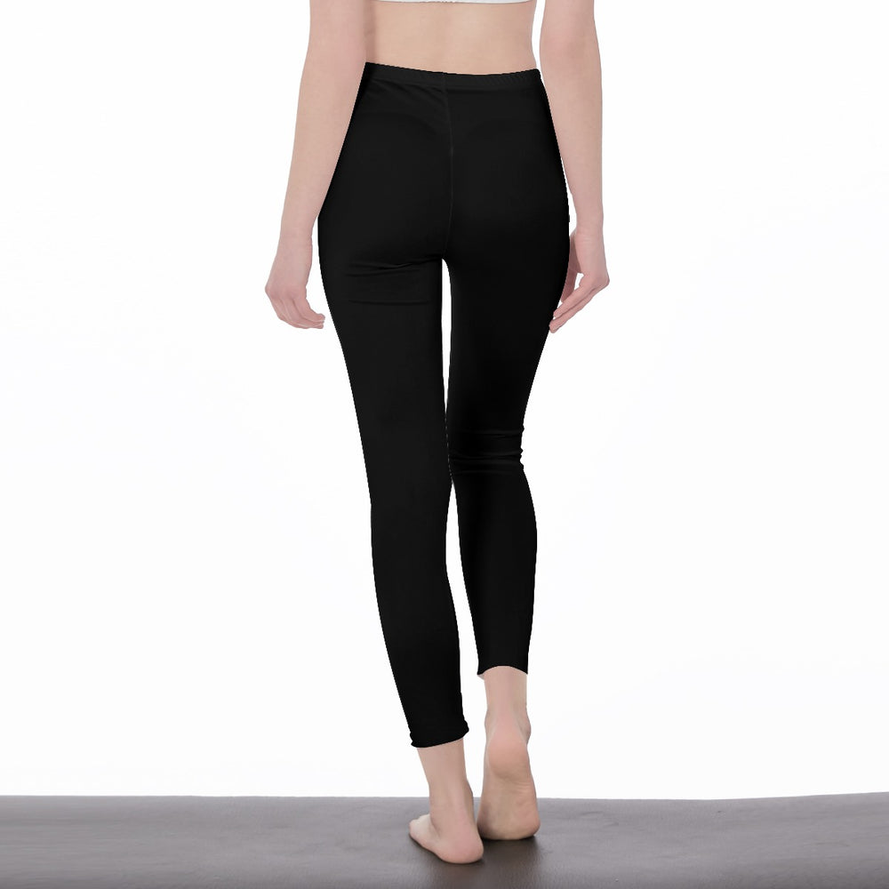 Black Stylish Floral Decal Solid Casual Leggings for Women - Versatile Cut & Sew Exercise, Skinny Fit, Sporty, Yoga Pants - Comfy Everyday Wear
