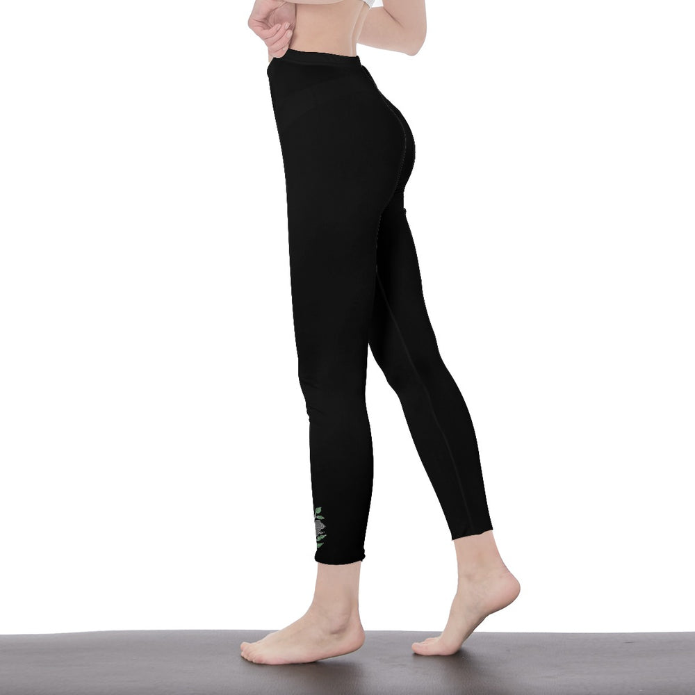 Black Stylish Floral Decal Solid Casual Leggings for Women - Versatile Cut & Sew Exercise, Skinny Fit, Sporty, Yoga Pants - Comfy Everyday Wear