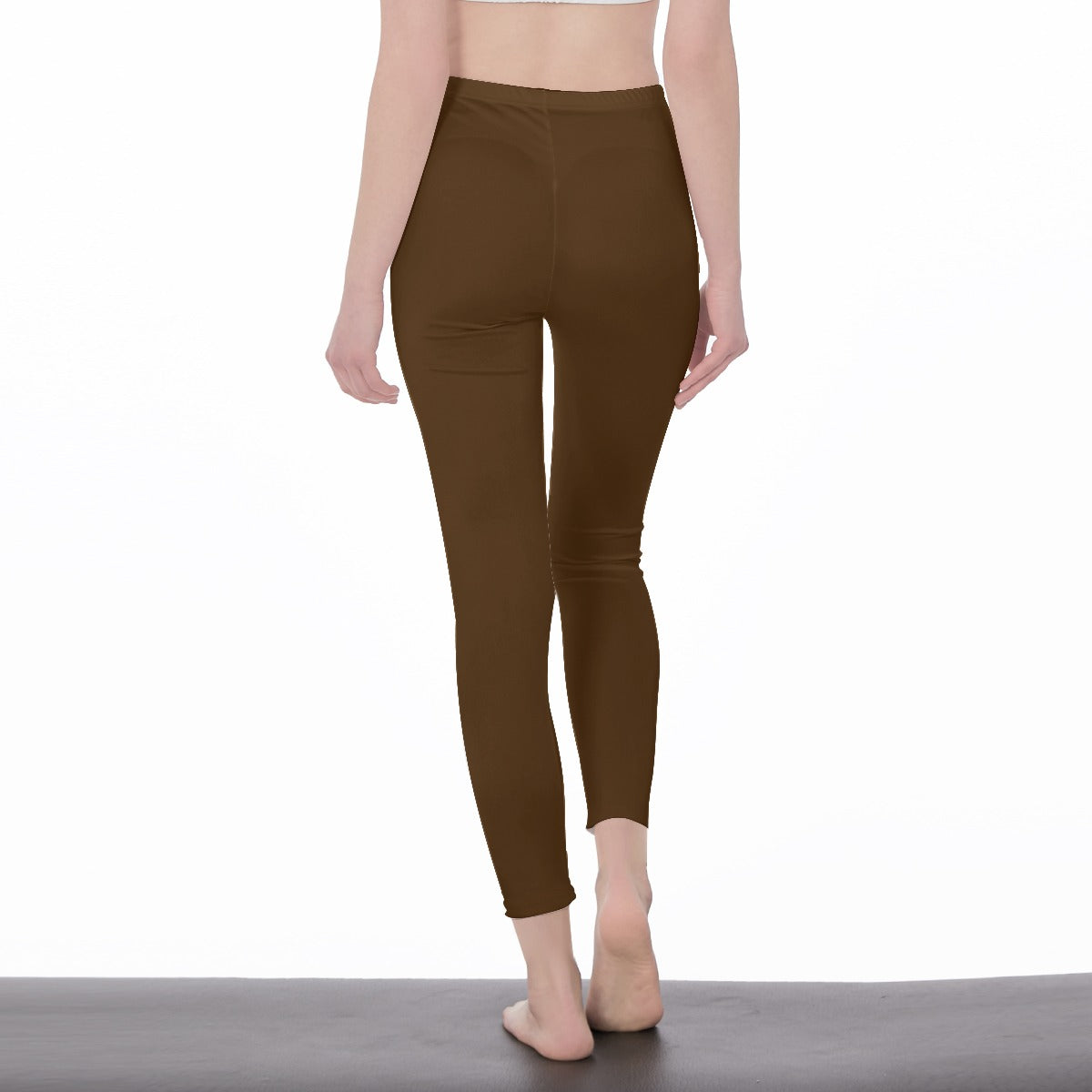 Brown Stylish Floral Decal Solid Casual Leggings for Women - Versatile Cut & Sew Exercise, Skinny Fit, Sporty, Yoga Pants - Comfy Everyday Wear - Printspirationz