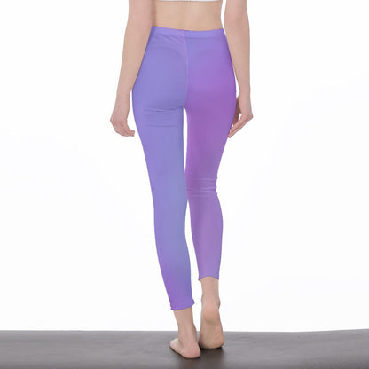 Lavender Gradient Stylish Ombre Floral Decal Casual Solid Leggings - Sporty Exercise Skinny Fit, Yoga Pants - Everyday Wear - Printspirationz