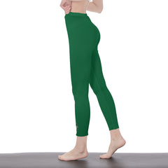 Green Stylish Floral Decal Solid Casual Leggings for Women - Versatile Cut & Sew Exercise, Skinny Fit, Sporty, Yoga Pants - Comfy Everyday Wear
