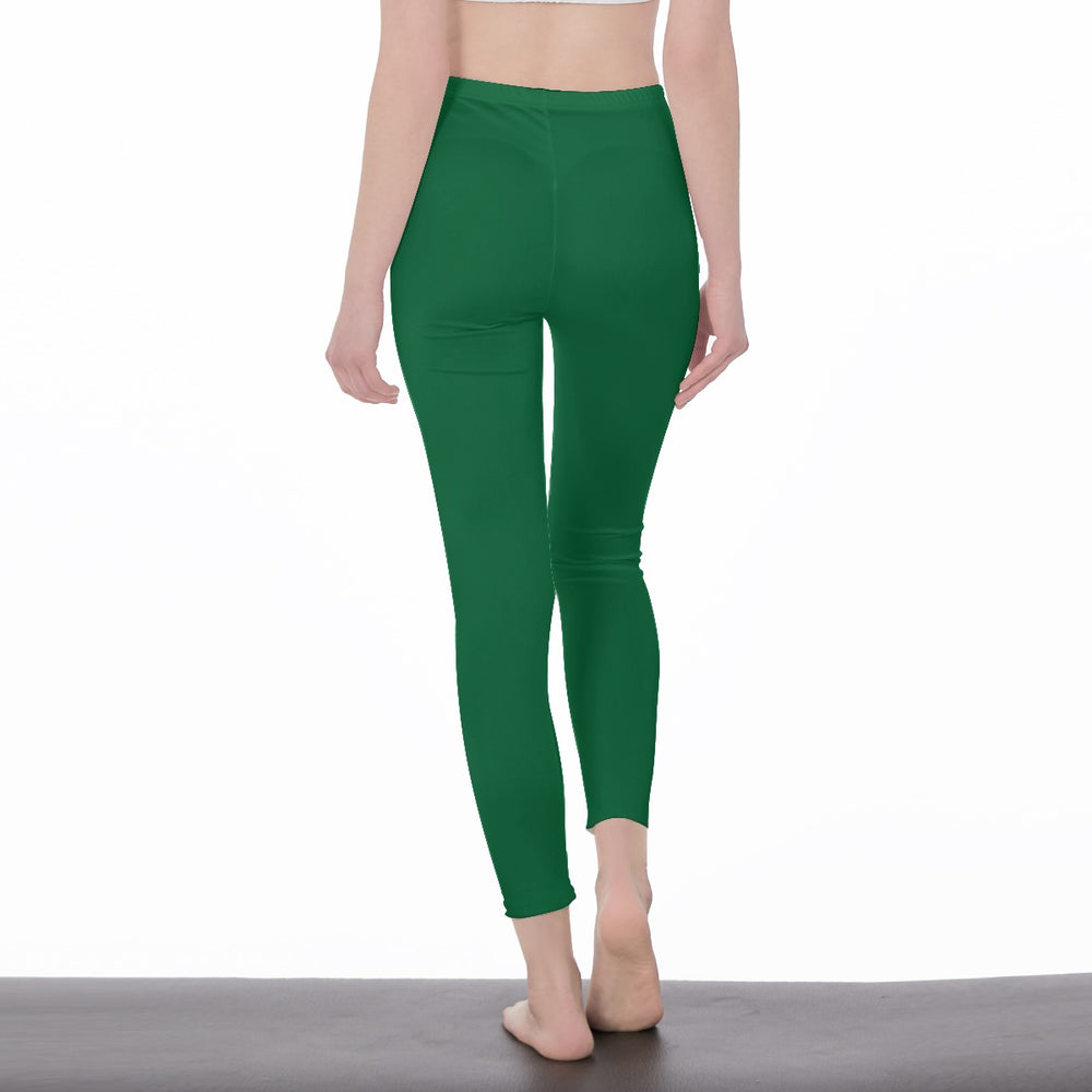Green Stylish Floral Decal Solid Casual Leggings for Women - Versatile Cut & Sew Exercise, Skinny Fit, Sporty, Yoga Pants - Comfy Everyday Wear