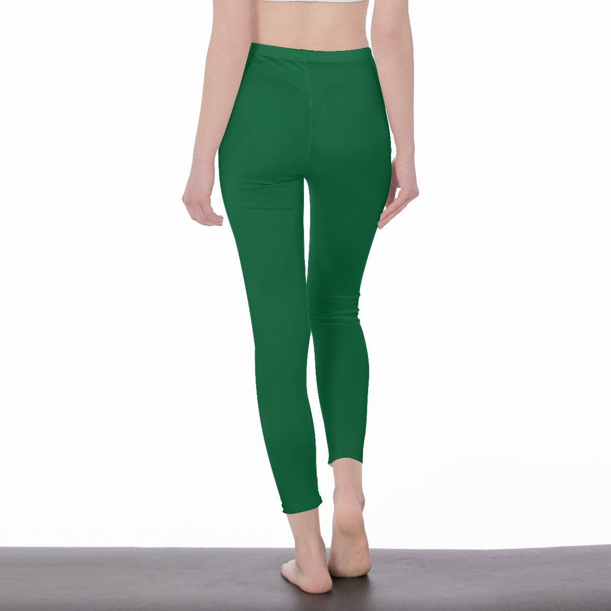 Green Stylish Floral Decal Solid Casual Leggings for Women - Versatile Cut & Sew Exercise, Skinny Fit, Sporty, Yoga Pants - Comfy Everyday Wear - Printspirationz