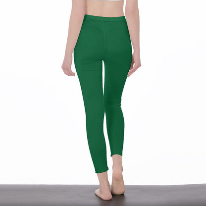 Green Stylish Floral Decal Solid Casual Leggings for Women - Versatile Cut & Sew Exercise, Skinny Fit, Sporty, Yoga Pants - Comfy Everyday Wear - Printspirationz