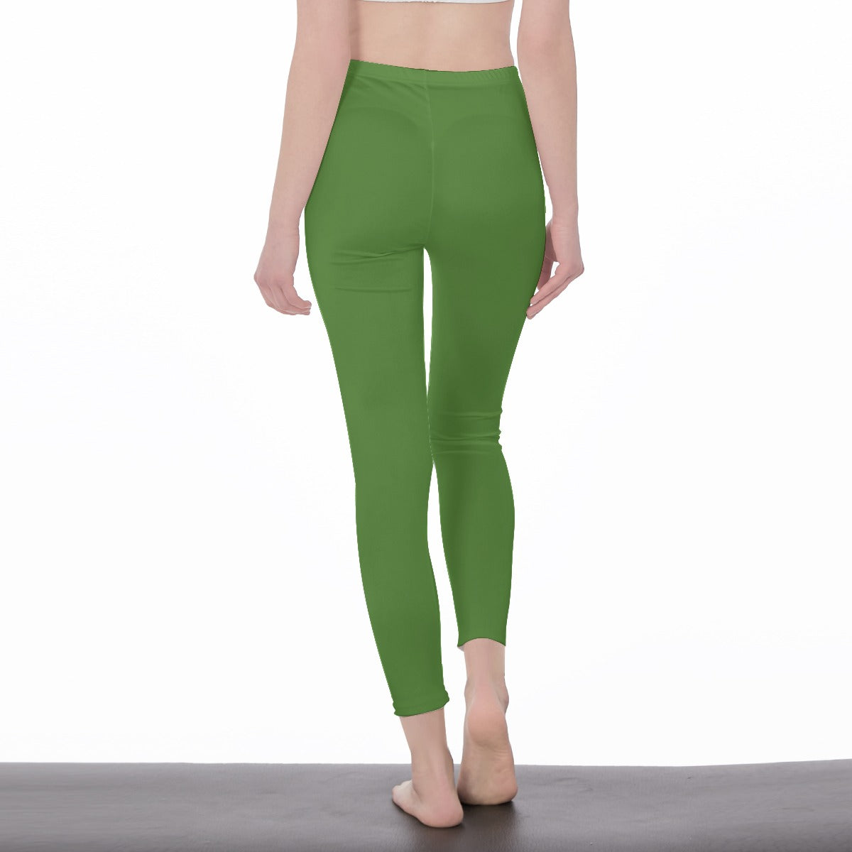 Leaf Green Stylish Floral Decal Solid Casual Leggings for Women - Versatile Cut & Sew Exercise, Skinny Fit, Sporty, Yoga Pants - Comfy Everyday Wear - Printspirationz