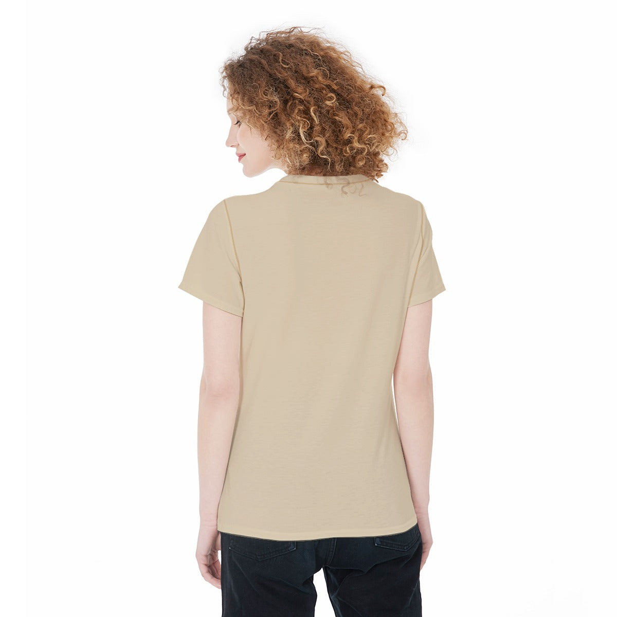 Lightweight Beige Sports Jersey T-Shirt with Flowers and Butterfly Graphic for Women – Breathable Activewear Top - Printspirationz