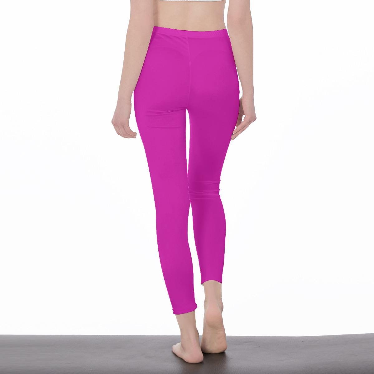 Magenta/Hot Pink Stylish Floral Decal Casual Solid Leggings for Women - Exercise Pants, Skinny Fit, Sporty, Yoga Pants - Comfy Everyday Wear - Printspirationz