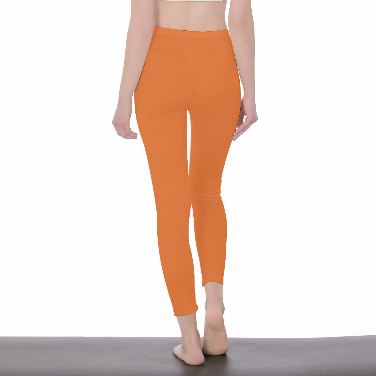 Orange Stylish Floral Decal Solid Casual Leggings for Women - Versatile Cut & Sew Exercise, Skinny Fit, Sporty, Yoga Pants - Comfy Everyday Wear - Printspirationz