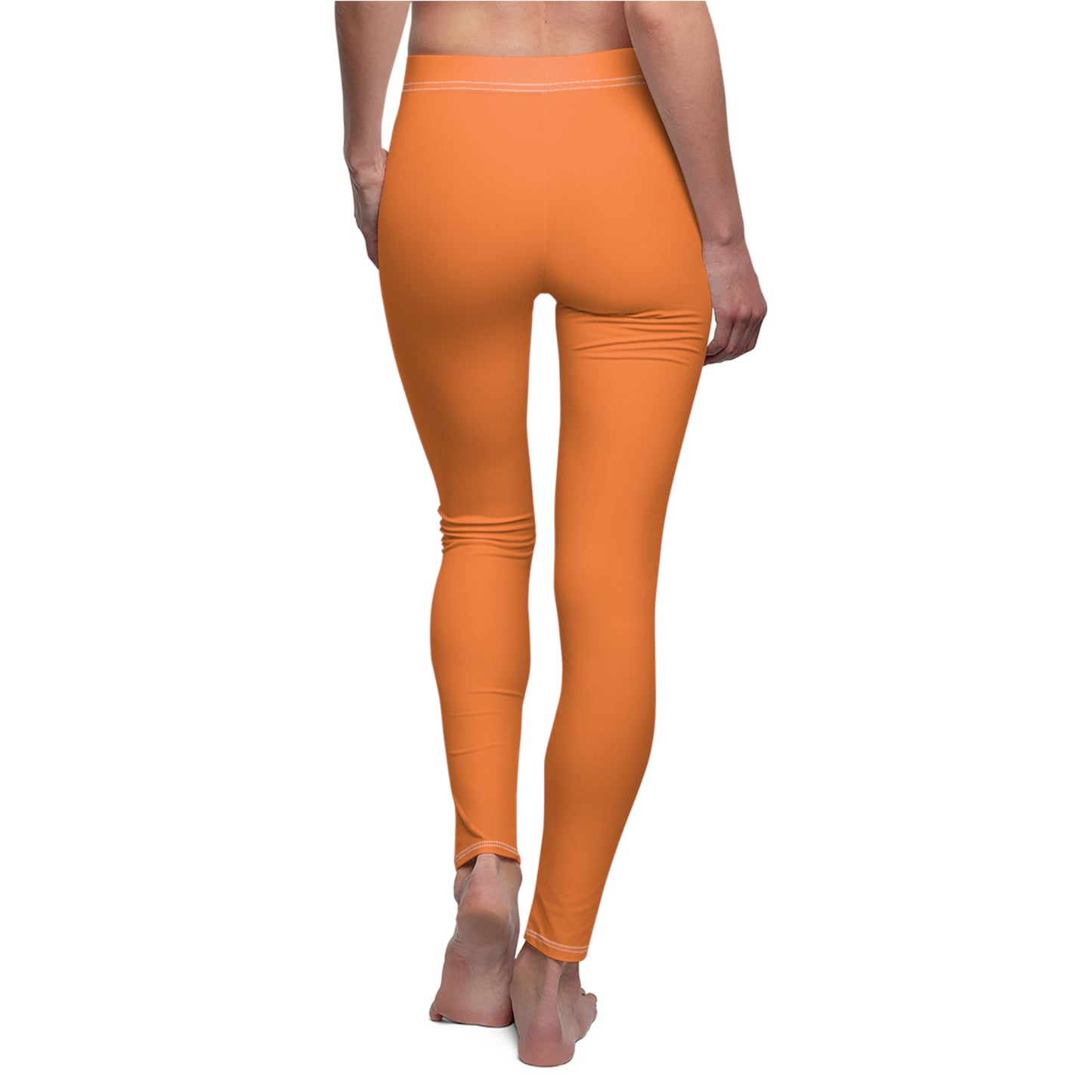 Orange Stylish Floral Decal Solid Casual Leggings for Women - Versatile Cut & Sew Exercise, Skinny Fit, Sporty, Yoga Pants - Comfy Everyday Wear - Printspirationz