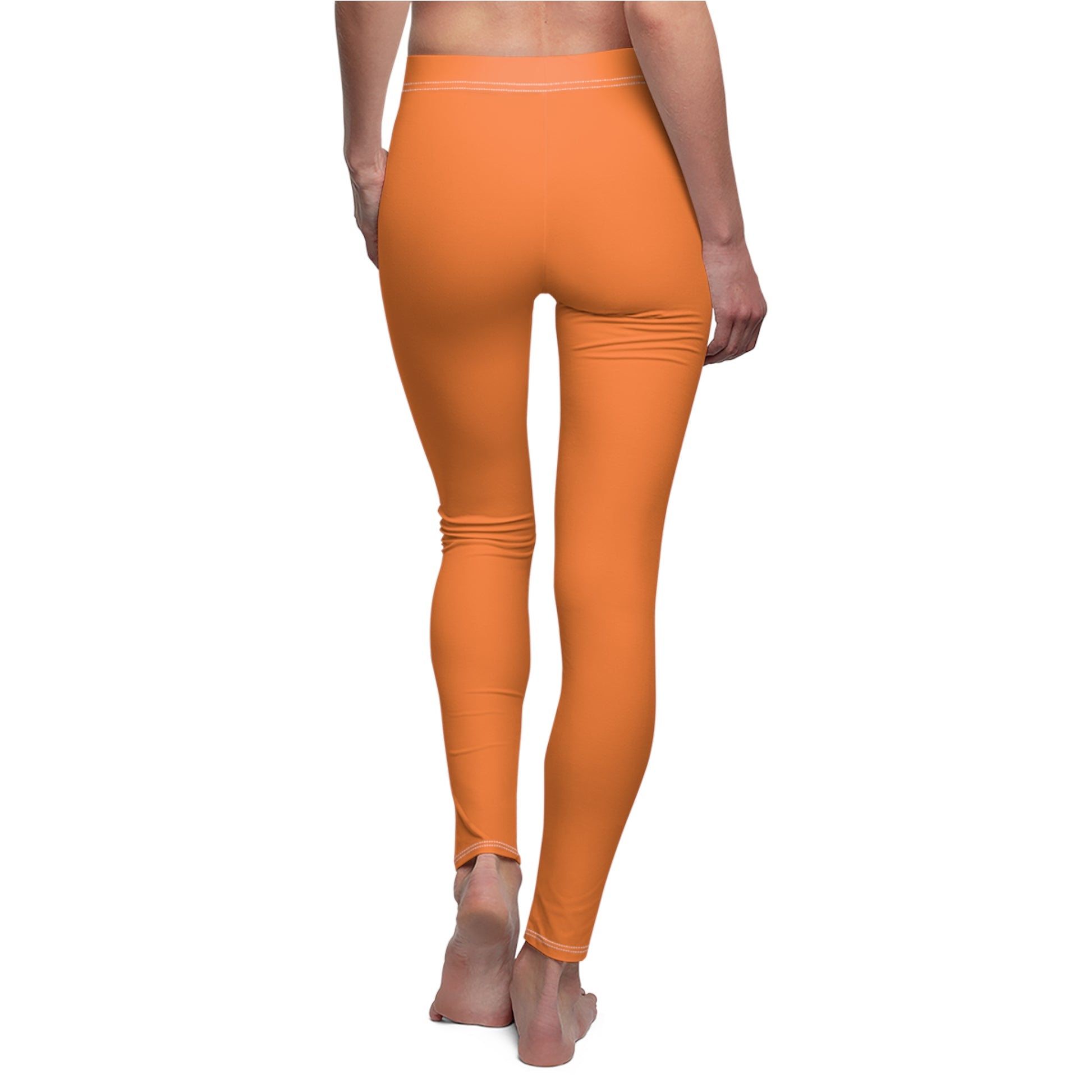 Orange Stylish Floral Decal Solid Casual Leggings for Women - Versatile Cut & Sew Exercise, Skinny Fit, Sporty, Yoga Pants - Comfy Everyday Wear - Printspirationz