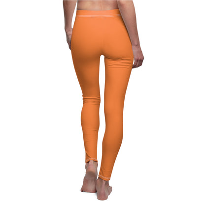 Orange Stylish Floral Decal Solid Casual Leggings for Women - Versatile Cut & Sew Exercise, Skinny Fit, Sporty, Yoga Pants - Comfy Everyday Wear - Printspirationz
