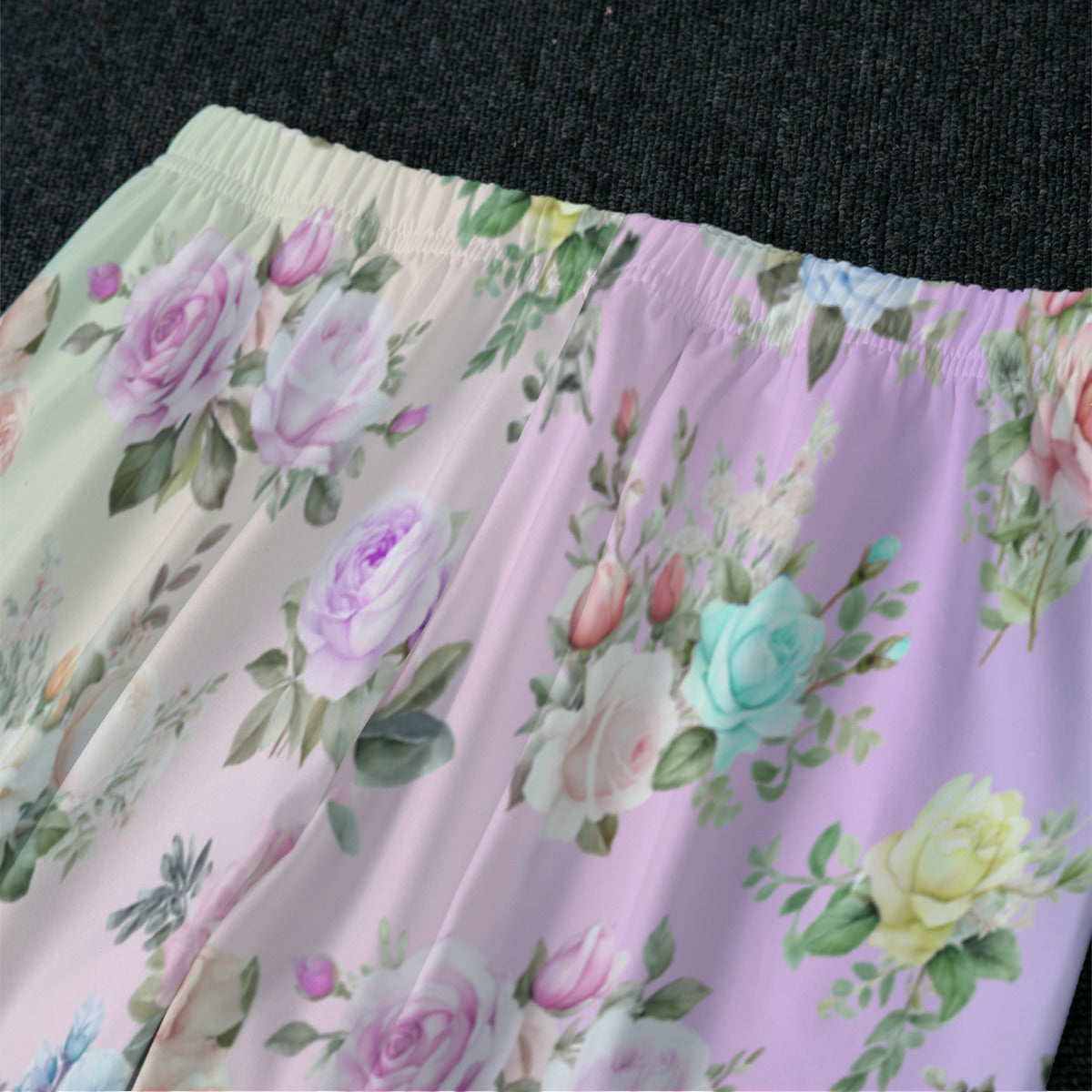 Pink Floral Raglan Sleeve Pajamas With Wide Ankles - Printspirationz
