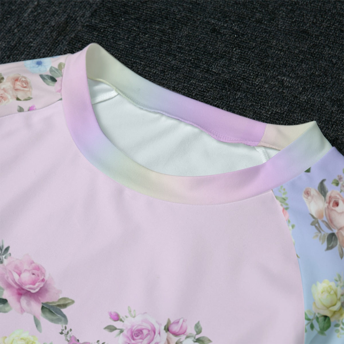 Pink Floral Raglan Sleeve Pajamas With Wide Ankles - Printspirationz