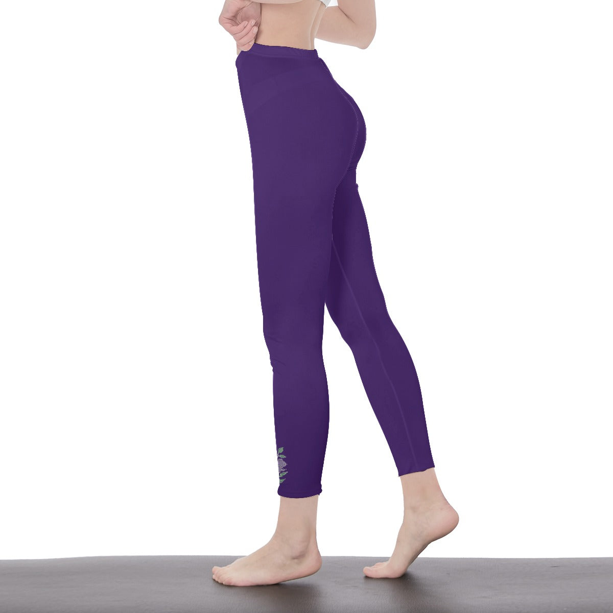 Purple Stylish Floral Decal Solid Casual Leggings for Women - Versatile Cut & Sew Exercise, Skinny Fit, Sporty, Yoga Pants - Comfy Everyday Wear - Printspirationz