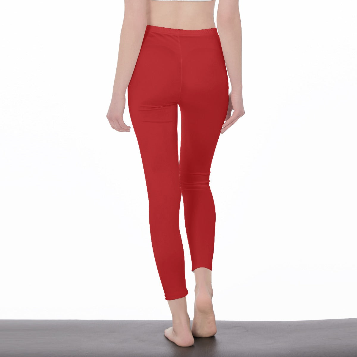 Red Stylish Floral Decal Solid Casual Leggings for Women - Versatile Cut & Sew Exercise, Skinny Fit, Sporty, Yoga Pants - Comfy Everyday Wear - Printspirationz