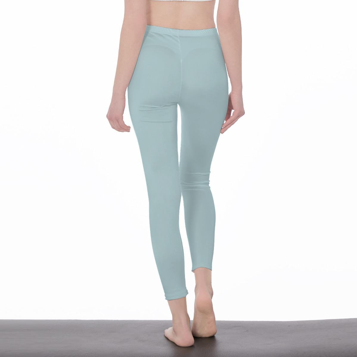 Sea Green Stylish Floral Decal Casual Solid Leggings for Women -  Exercise pants, Skinny Fit, Sporty, Yoga Pants - Comfy Everyday Wear - Printspirationz
