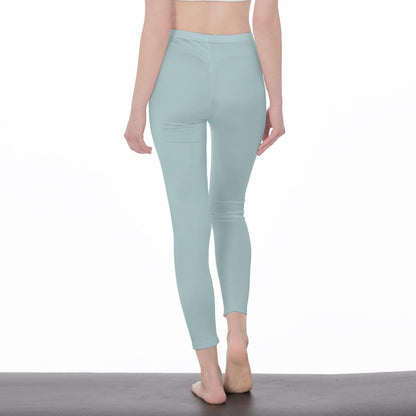 Sea Green Stylish Floral Decal Casual Solid Leggings for Women -  Exercise pants, Skinny Fit, Sporty, Yoga Pants - Comfy Everyday Wear - Printspirationz