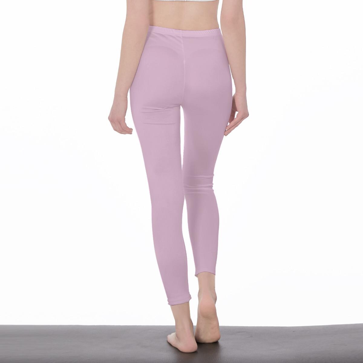 Soft Pink Stylish Floral Decal Casual Solid Leggings for Women - Exercise pants, Skinny Fit, Sporty, Yoga Pants - Comfy Everyday sportswear - Printspirationz