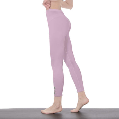 Soft Pink Stylish Floral Decal Casual Solid Leggings for Women - Exercise pants, Skinny Fit, Sporty, Yoga Pants - Comfy Everyday sportswear - Printspirationz