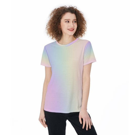 Stylish Women's Rainbow Gradient T-Shirt - Colorful All-Over Print Jersey Top, Demand Tees, Personalized Shirt, Custom Tee, Gift For He - Printspirationz