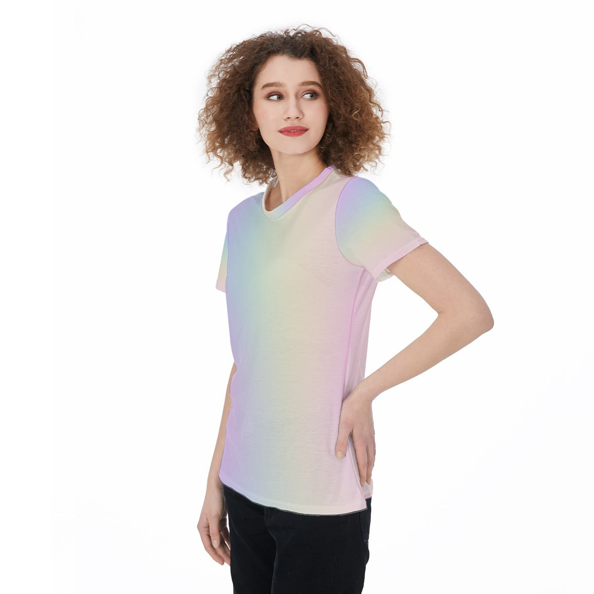 Stylish Women's Rainbow Gradient T-Shirt - Colorful All-Over Print Jersey Top, Demand Tees, Personalized Shirt, Custom Tee, Gift For He - Printspirationz