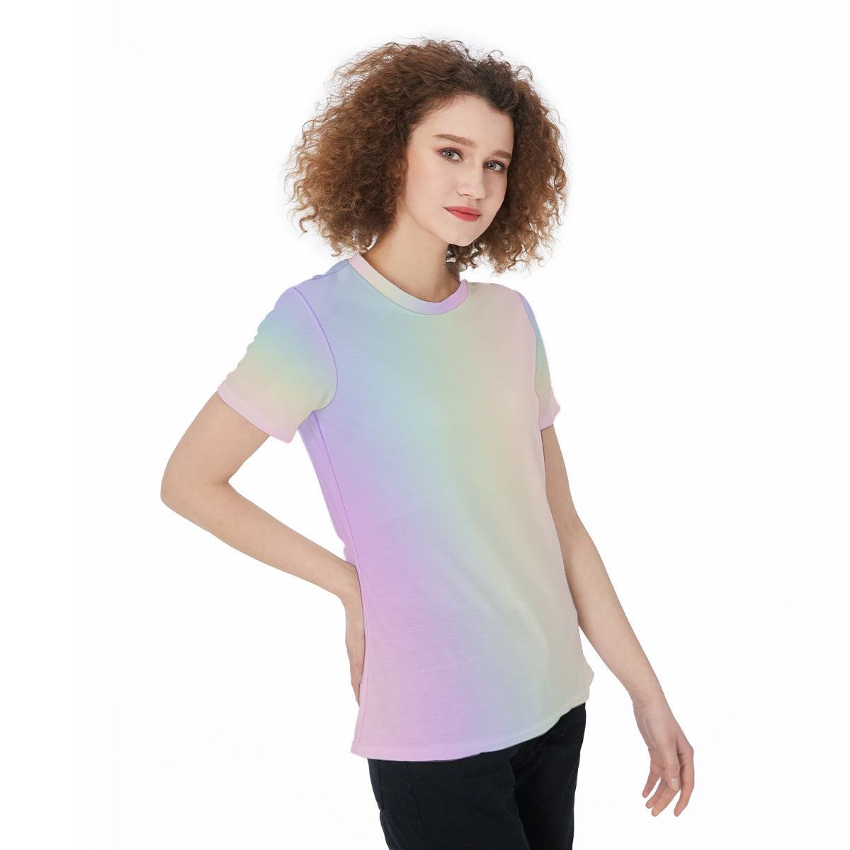 Stylish Women's Rainbow Gradient T-Shirt - Colorful All-Over Print Jersey Top, Demand Tees, Personalized Shirt, Custom Tee, Gift For He - Printspirationz