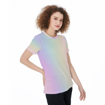 Stylish Women's Rainbow Gradient T-Shirt - Colorful All-Over Print Jersey Top, Demand Tees, Personalized Shirt, Custom Tee, Gift For He - Printspirationz