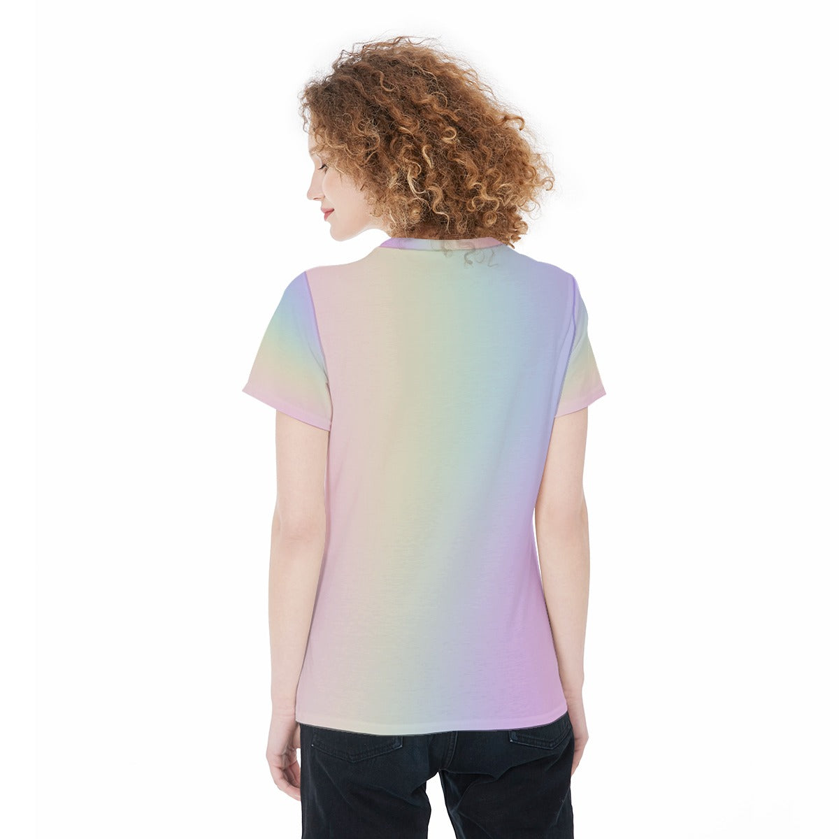 Stylish Women's Rainbow Gradient T-Shirt - Colorful All-Over Print Jersey Top, Demand Tees, Personalized Shirt, Custom Tee, Gift For He - Printspirationz