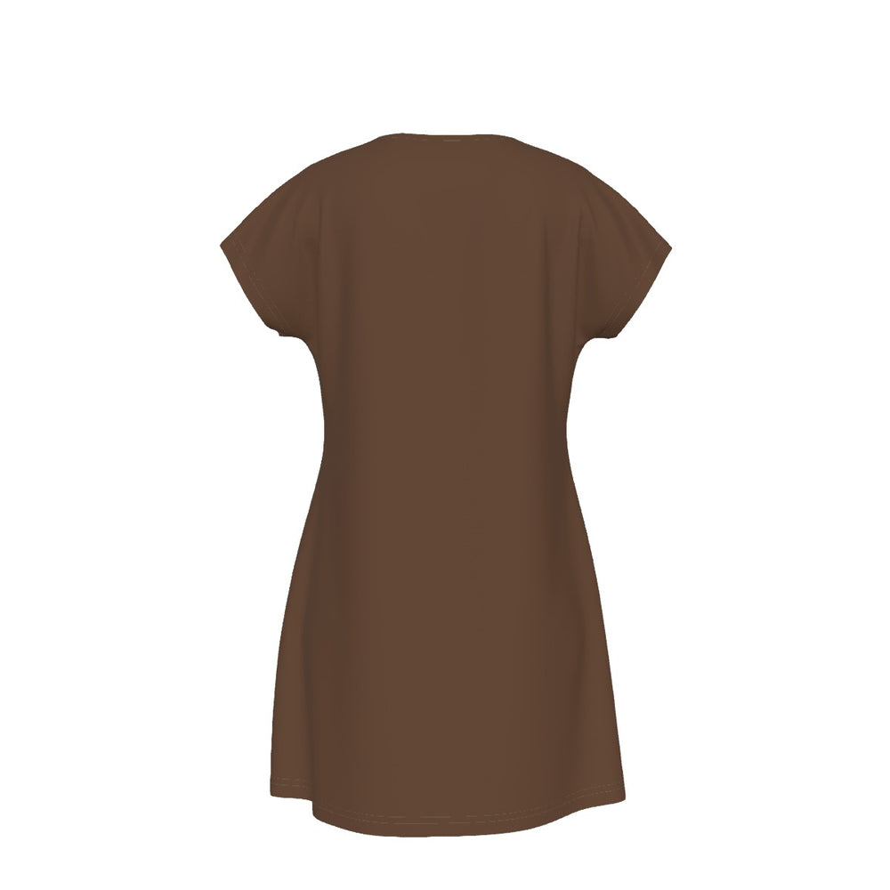 T-Shirt Bible Verse Floral Scripture Proverbs 31:30 Design - Oversized Short Sleeve T-shirt Dress - For Women - Brown