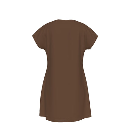 T-Shirt Bible Verse Floral Scripture Proverbs 31:30 Design - Oversized Short Sleeve T-shirt Dress - For Women - Brown - Printspirationz