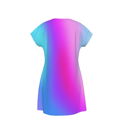 T-Shirt Bible Verse Floral Scripture Proverbs 31:30 Design - Oversized Short Sleeve T-shirt Dress For Women - Cool Colors - Printspirationz