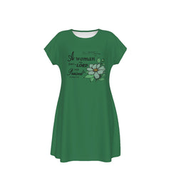 T-Shirt Bible Verse Floral Scripture Proverbs 31:30 Design - Oversized Short Sleeve T-shirt Dress For Women -  Dark Green