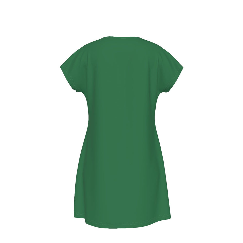T-Shirt Bible Verse Floral Scripture Proverbs 31:30 Design - Oversized Short Sleeve T-shirt Dress For Women -  Dark Green