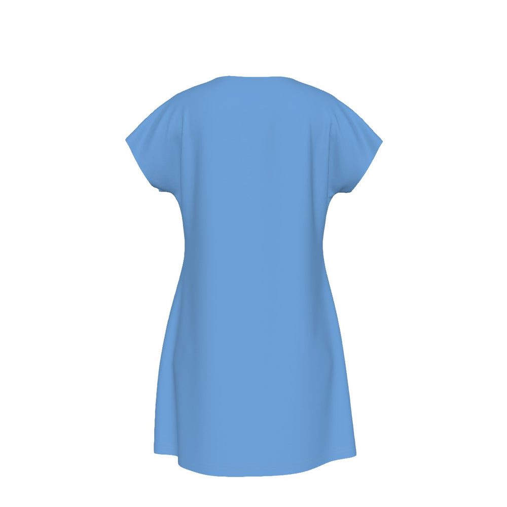 T-Shirt Bible Verse Floral Scripture Proverbs 31:30 Design - Oversized Short Sleeve T-shirt Dress For Women - Light Blue