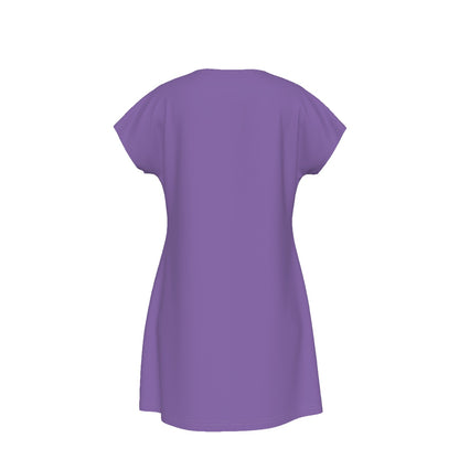 T-Shirt Bible Verse Floral Scripture Proverbs 31:30 Design - Oversized Short Sleeve T-shirt Dress For Women - Light Purple - Printspirationz
