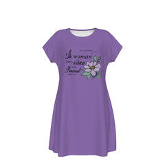 T-Shirt Bible Verse Floral Scripture Proverbs 31:30 Design - Oversized Short Sleeve T-shirt Dress For Women - Light Purple