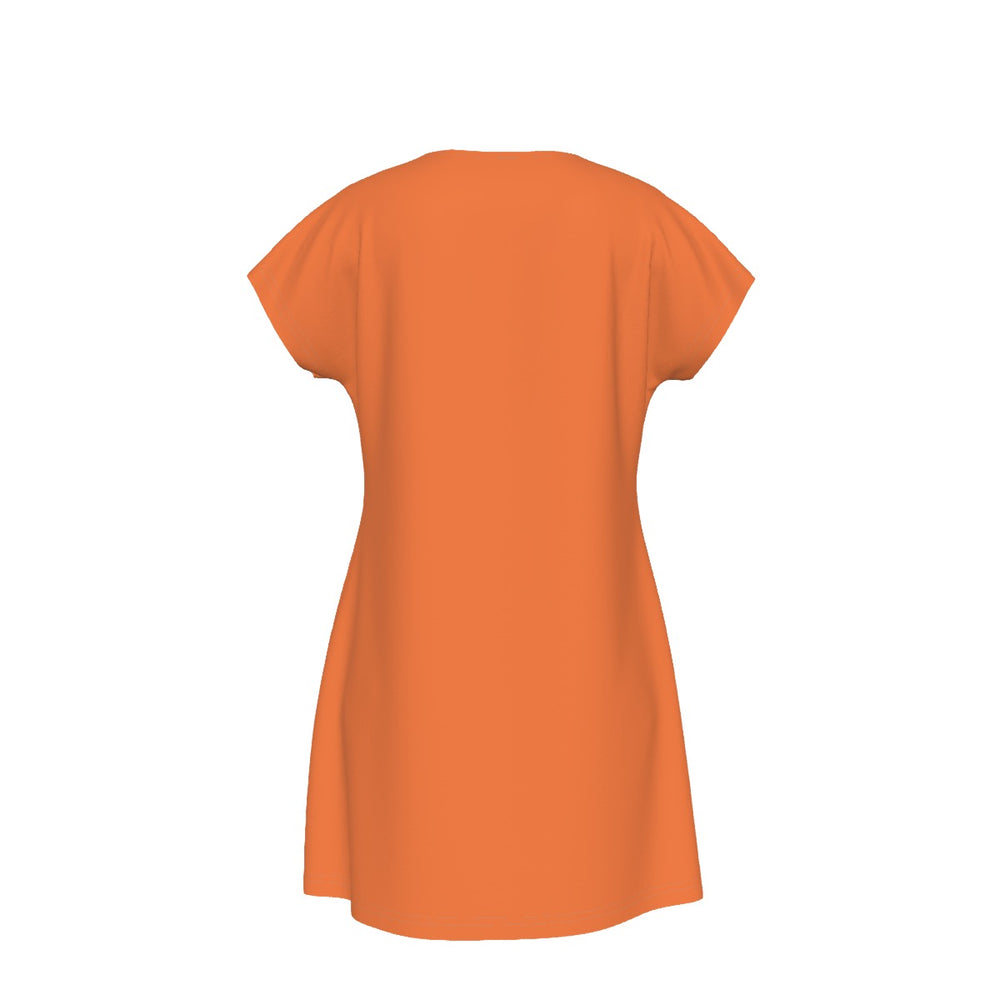 T-Shirt Bible Verse Floral Scripture Proverbs 31:30 Design - Oversized Short Sleeve T-shirt Dress For Women - Orange