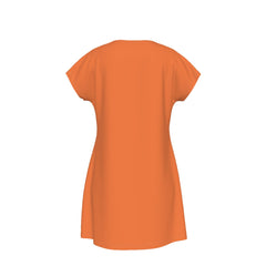 T-Shirt Bible Verse Floral Scripture Proverbs 31:30 Design - Oversized Short Sleeve T-shirt Dress For Women - Orange