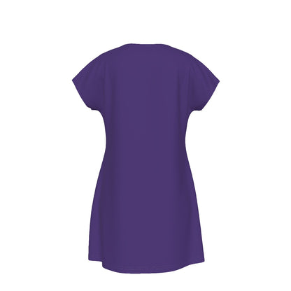 T-Shirt Bible Verse Floral Scripture Proverbs 31:30 Design - Oversized Short Sleeve T-shirt Dress For Women - Purple - Printspirationz