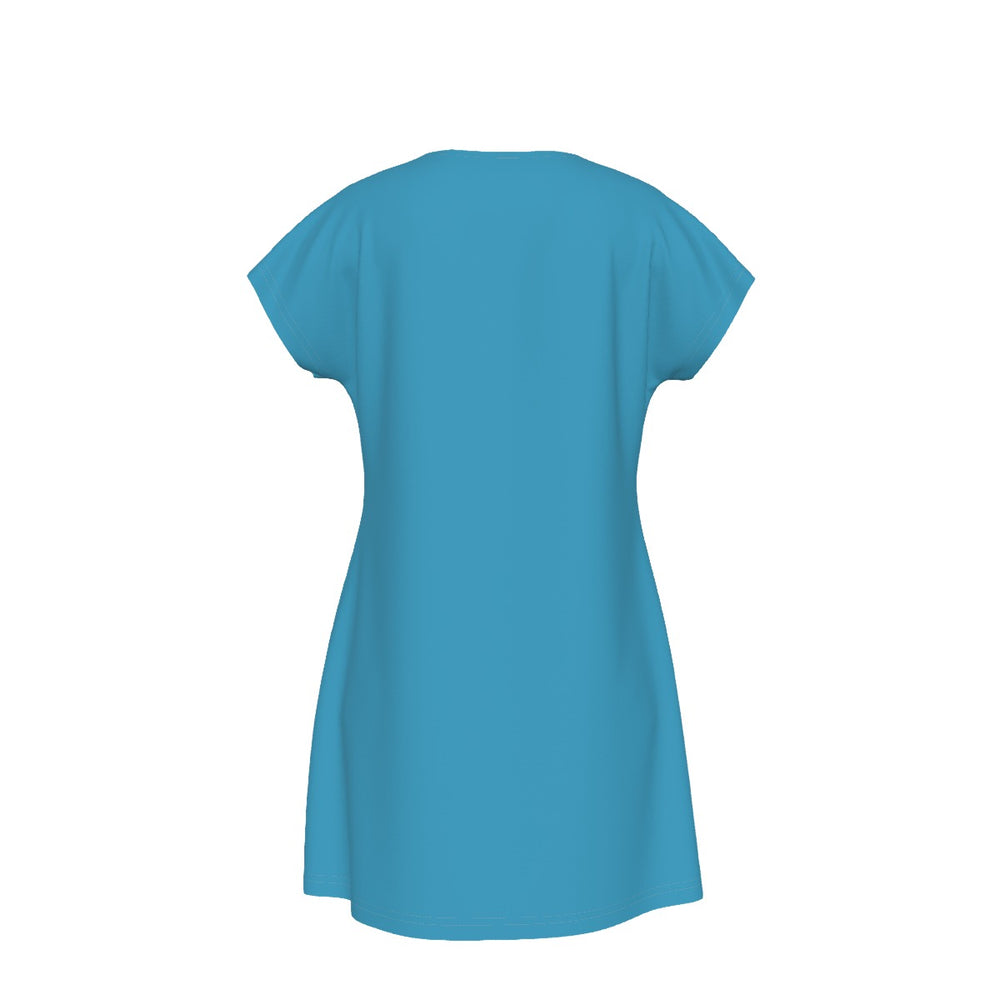 T-Shirt Bible Verse Floral Scripture Proverbs 31:30 Design - Oversized Short Sleeve T-shirt Dress For Women - Teal