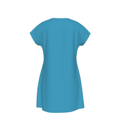 T-Shirt Bible Verse Floral Scripture Proverbs 31:30 Design - Oversized Short Sleeve T-shirt Dress For Women - Teal - Printspirationz