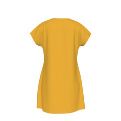 T-Shirt Bible Verse Floral Scripture Proverbs 31:30 Design - Oversized Short Sleeve T-shirt Dress For Women - Yellow