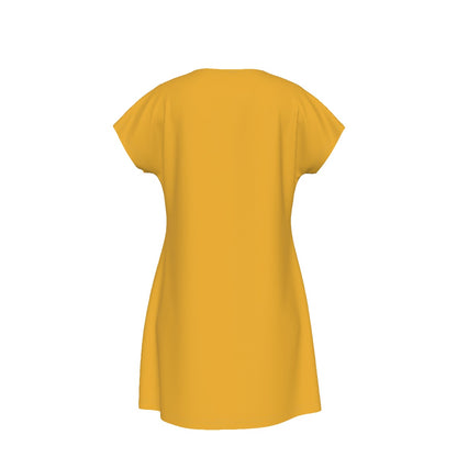 T-Shirt Bible Verse Floral Scripture Proverbs 31:30 Design - Oversized Short Sleeve T-shirt Dress For Women - Yellow - Printspirationz