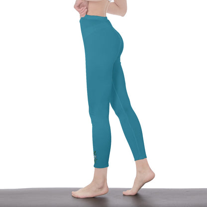 Teal Stylish Floral Decal Solid Casual Leggings for Women - Versatile Cut & Sew Exercise, Skinny Fit, Spo - Printspirationz