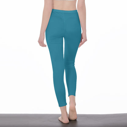 Teal Stylish Floral Decal Solid Casual Leggings for Women - Versatile Cut & Sew Exercise, Skinny Fit, Spo - Printspirationz
