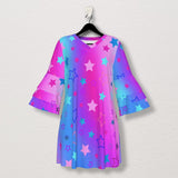 Dreamy Pink, Purple & Blue Stars On Gradient Background
