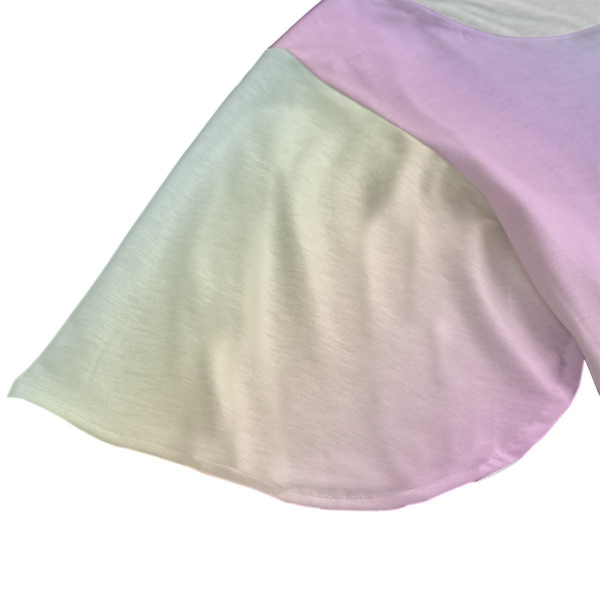 Easter Round Neck Short Sleeve Butterfly Sleeves Tunic Mini Dress For Women - A Cross with the Words 'He IS Risen' Among a Floral Garden on a Pastel Rainbow Background - Printspirationz