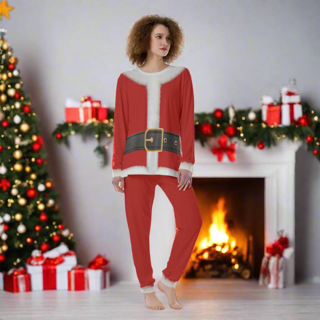 Fun Mock Santa Suit Print Women’s Pajamas All-Over Print Set - Printspirationz
